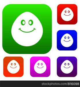 Smiling lime set icon color in flat style isolated on white. Collection sings vector illustration. Smiling lime set color collection
