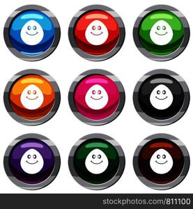 Smiling lime set icon isolated on white. 9 icon collection vector illustration. Smiling lime set 9 collection