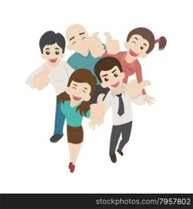 Smiling male man and woman thump up , eps10 vector format