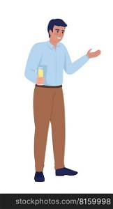 Smiling man giving wedding toast speech semi flat color vector character. Editable figure. Full body person on white. Simple cartoon style illustration for web graphic design and animation. Smiling man giving wedding toast speech semi flat color vector character