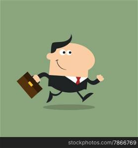 Smiling Manager With Briefcase Running To Work Modern Flat Design
