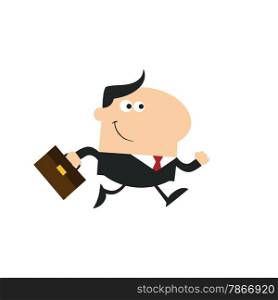 Smiling Manager With Briefcase Running To Work Modern Flat Design Illustration Isolated on white