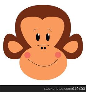 Smiling monkey face illustration vector on white background