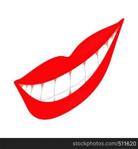 Smiling mouth with healthy teeth icon in isometric 3d style on a white background . Smiling mouth with healthy teeth icon