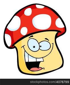 Smiling Mushroom Cartoon Character