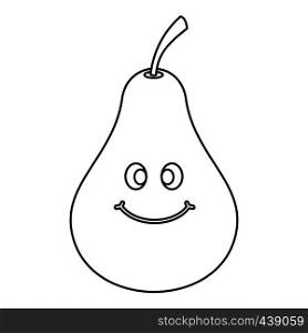 Smiling pear icon in outline style isolated vector illustration. Smiling pear icon outline