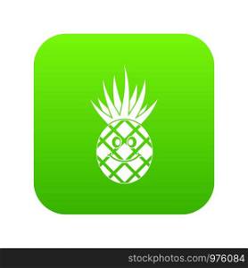 Smiling pineapple icon digital green for any design isolated on white vector illustration. Smiling pineapple icon digital green