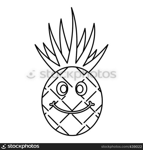 Smiling pineapple icon in outline style isolated vector illustration. Smiling pineapple icon outline