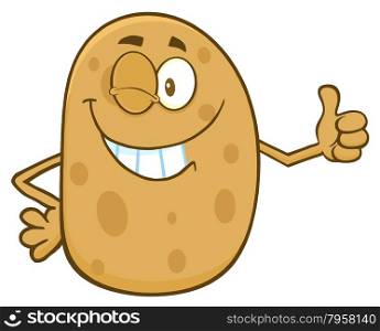 Smiling Potato Character Winking And Giving A Thumb Up