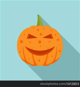 Smiling pumpkin icon. Flat illustration of smiling pumpkin vector icon for web design. Smiling pumpkin icon, flat style