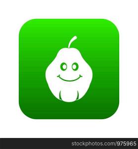 Smiling quince fruit icon digital green for any design isolated on white vector illustration. Smiling quince fruit icon digital green