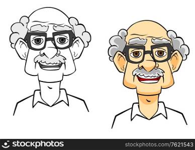 Smiling senior man. Portrait of cartoon elder people