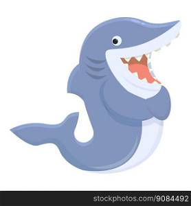Smiling shark icon cartoon vector. Warning sea. Caution zone. Smiling shark icon cartoon vector. Warning sea