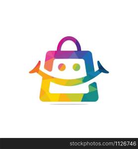 Smiling shopping bag vector logo design.