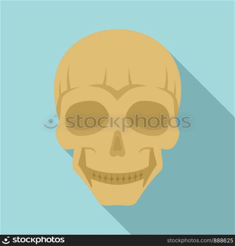 Smiling skull head icon. Flat illustration of smiling skull head vector icon for web design. Smiling skull head icon, flat style