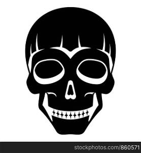 Smiling skull head icon. Simple illustration of smiling skull head vector icon for web design isolated on white background. Smiling skull head icon, simple style