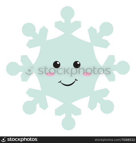 Smiling snowflake, illustration, vector on white background.
