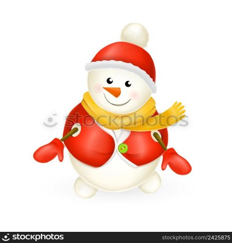 Smiling snowman. Christmas design element for greeting cards, posters, leaflets and brochures.