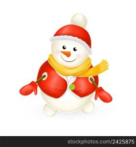 Smiling snowman. Christmas design element for greeting cards, posters, leaflets and brochures.