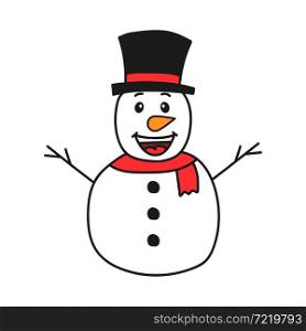 Smiling snowman. The joyful emotions of a snowman.. Smiling snowman. The joyful emotions of a snowman. Winter Christmas fun. Vector illustration