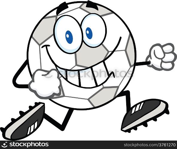 Smiling Soccer Ball Cartoon Character Running