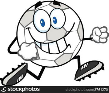 Smiling Soccer Ball Cartoon Character Running