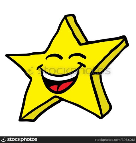smiling star cartoon isolated on white