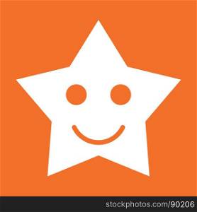 Smiling star white color icon .. Smiling star it is white color icon .