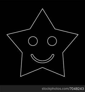Smiling star white icon .