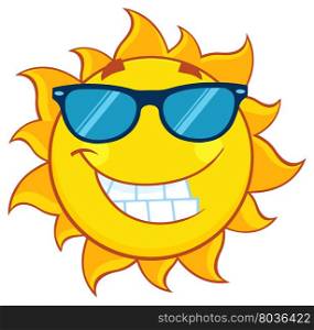 Smiling Summer Sun Cartoon Mascot Character With Sunglasses