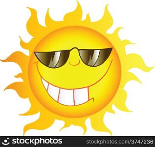 Smiling Sun Cartoon Character With Sunglasses