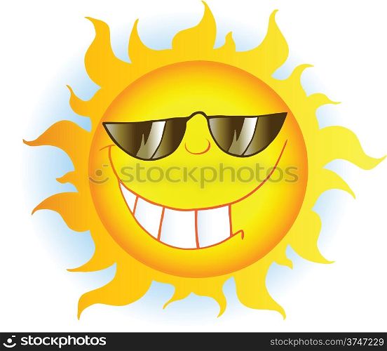 Smiling Sun Cartoon Mascot Character With Sunglasses