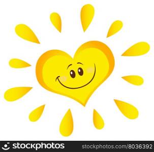 Smiling Sun Heart Cartoon Mascot Character In Gradient