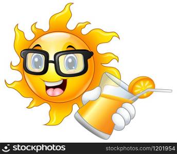 Smiling sun showing orange juice