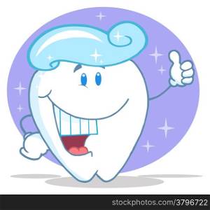 Smiling Tooth Cartoon Character With Toothpaste