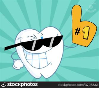 Smiling Tooth Cartoon Mascot Character Number One