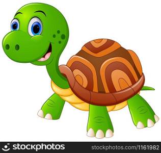 Smiling turtle cartoon isolated on white background