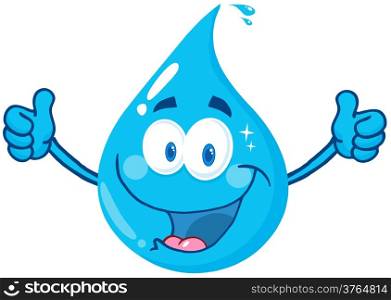 Smiling Water Drop Showing A Double Thumbs Up