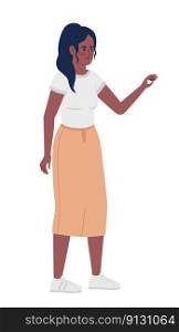 Smiling woman with topsy tail and casual outfit semi flat color vector character. Editable figure. Full body person on white. Simple cartoon style spot illustration for web graphic design, animation. Smiling woman with topsy tail and casual outfit semi flat color vector character