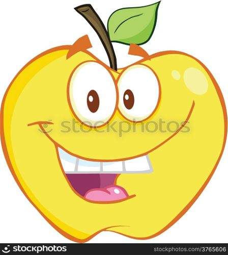 Smiling Yellow Apple Cartoon Mascot Character
