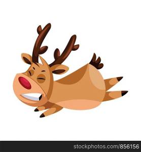 Smilling christmas deer flying around vector illustration on a white background