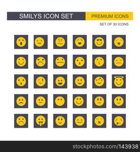 Smilys icons set vector. For web design and application interface, also useful for infographics. Vector illustration.