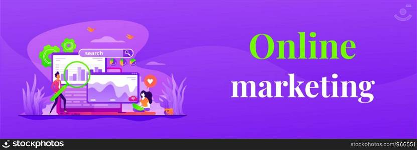SMM, digital marketing and Internet advertisement. Search engines, online marketing and seo tools, search engines optimization concept. Header or footer banner template with copy space.. SEO optimization web banner concept