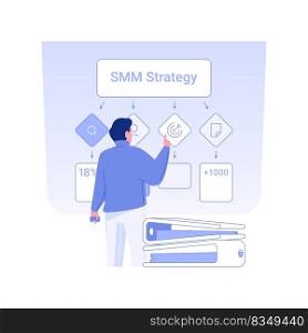SMM strategy development isolated concept vector illustration. SMM specialist develops business promotion strategy, digital marketing, advertising agency, context ads vector concept.. SMM strategy development isolated concept vector illustration.