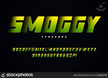 Smoggy heavy display font design, alphabet, typeface, letters and numbers, typography. Smoggy heavy display font design, alphabet, typeface, letters an