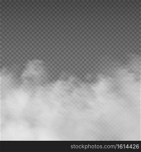 Smoke effect. Realistic white mist. Rising steam or gas on transparent background. Mysterious smog. Cloud of powder and dust, mockup for cloudy sky. Spooky fog, mystic fume. Vector decorative template. Smoke effect. Realistic white mist. Rising steam or gas on transparent background. Mysterious smog. Cloud of powder and dust, mockup for cloudy sky. Mystic fume. Vector decorative template