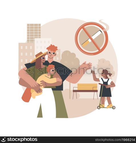 Smoke free zone abstract concept vector illustration. Smoke-free bar zone, no smoking area, anti cigarette policy, tobacco prohibition sign, safe place for children, pay a fine abstract metaphor.. Smoke free zone abstract concept vector illustration.