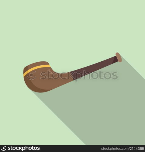 Smoke pipe icon flat vector. Old wood. Cigar tobacco. Smoke pipe icon flat vector. Old wood