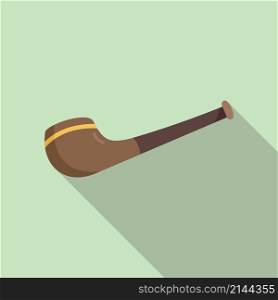 Smoke pipe icon flat vector. Old wood. Cigar tobacco. Smoke pipe icon flat vector. Old wood