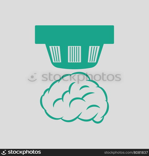 Smoke sensor icon. Gray background with green. Vector illustration.